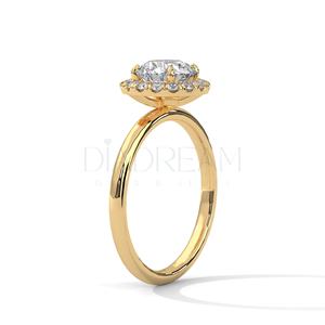Anillo de diamante solitario de oro blanco de 14kt de corte redondo para mujer Original Leb Grown Halo con claridad VVS - Product Image 4