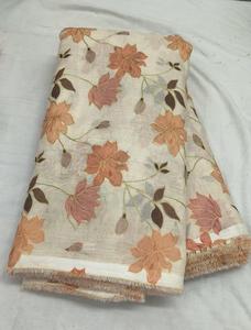 Tissu en lin floral de créateur, motif floral élégant fait main, matériau pour saris, costumes et collection de vêtements ethniques sur mesure - Product Image 3