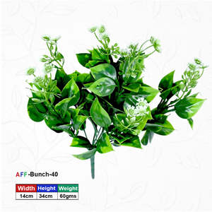 Hojas Artificiales Verde Brillante con Flores Blancas, Ramo AFF -40 - Product Image 1