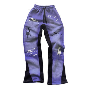 Best Selling Mid Waist Flared Sweatpants Casual Jogger Track Pants With Sun Fad Acid <b>Wash</b> Flare Drafting Sweat Pants - Product Image 4