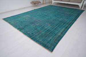 Grands tapis turcs vintage Oushak 7x10 pieds surdimensionnés, tapis faits main délavés - Product Image 2