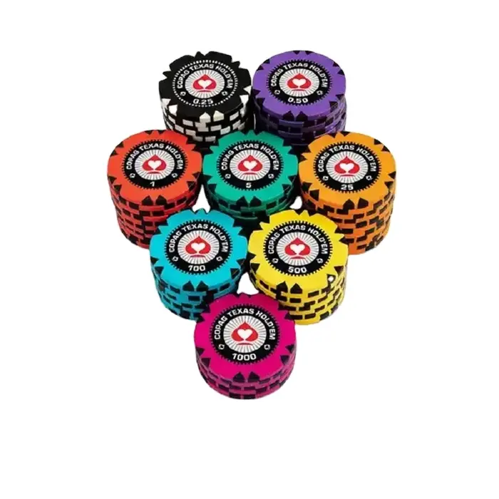 Chip Poker kualitas kasino chip poker tanah liat dengan warna khusus dan logo di lay 14 gm backarat Blackjack