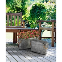 Grande jardinière en métal de forme ovale avec poignée Seau de jardinière fini en cuivre antique pour décor de balcon de salon à la maison