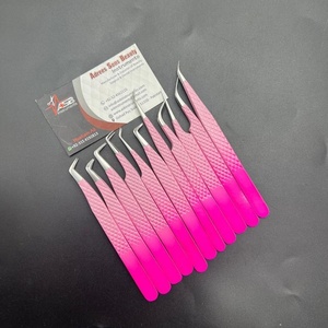 Pince à épiler d'extension de cils personnalisée en rose Ombre pince à cils professionnelle en acier inoxydable à forte tenue marque privée pointue - Product Image 2