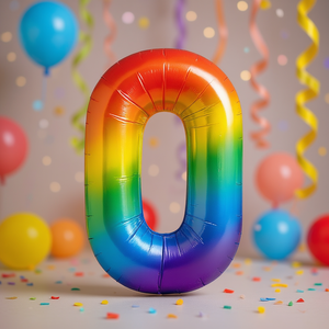 Ballon de fête multicolore en forme de chiffre 0 de 80 cm pour décoration de fête - Product Image 3