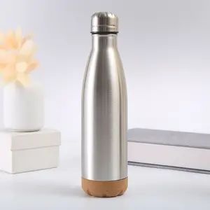 Botol air gabus 500ml Tumbler kopi kayu dasar gabus baja tahan karat 12oz 16oz berbentuk Cola senyap antiselip selip