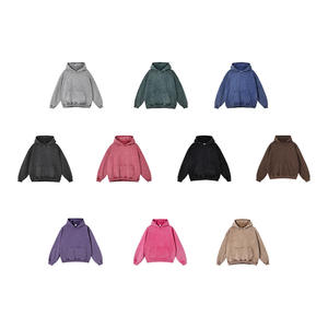 Sudaderas con capucha de tela de algodón grueso de estilo desgastado de gran tamaño para hombre personalizadas bordadas a la moda de calle Vintage - Product Image 6