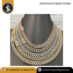 Cadena cubana de diamantes de Miami, patrón llamativo VSS A VS claridad 18KT, oro amarillo, fabricante indio - Product Image 2