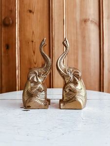 AK pirinç fil pirinç Bookends lehçe bitmiş masa iç dekor için 2 Premium kalite Set - Product Image 5