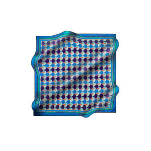 Pañuelo Cuadrado de Seda Twill - Estampado Geométrico Azul de Diseñador, 100% Seda, Accesorio Digital para Fiestas - Product Image 1