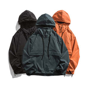 เสื้อแจ็คเก็ตกันลมแบบมีฮู้ดสำหรับผู้ชาย กันน้ำ สำหรับกิจกรรมกลางแจ้ง ผลิตแบบ OEM ทรงหลวม โลโก้ด้านหน้า บริการ OEM - Product Image 2