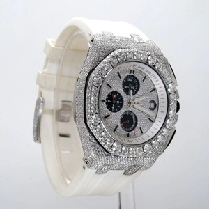 Reloj cronógrafo deportivo de lujo con diamante completo Bling correa de goma naranja acero inoxidable-rapero Hip Hop joyería tipo de moda - Product Image 4