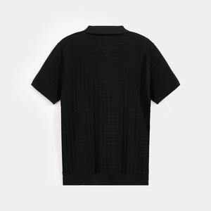 T-shirts de golf pour hommes en gros, grande taille, unis, manches courtes, décontractés, avec logo brodé personnalisable, en coton biologique - Product Image 3