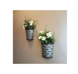 Lot de 2 jardinières murales en métal galvanisé de qualité de luxe, forme personnalisée idéale pour un décor élégant de seau à fleurs - Product Image 3
