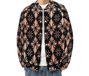 Custom Polyester Bomber Jacket Men Vintage Baseball Streetwear Stand <b>Button</b> Embroidery Long Sleeved Winter Reversible Windproof - Product Image 4