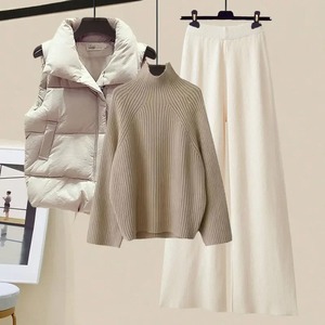 2024 New Women's Slimming Bell Bottoms Three-Piece <b>Cotton</b> <b>Padded</b> Coat Vest Polo/Turtle Neck Sweater Winter Wear - Product Image 2