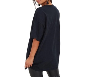 Camiseta de gran tamaño con estampado elegante bajo demanda para verano, camiseta negra personalizada, Top corto de algodón 100%, camiseta con hombros caídos para mujer - Product Image 2