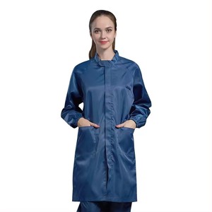 H-1125 Blouse de salle blanche 75D rayée blanche à col montant et fermeture éclair, antistatique, pour laboratoire, <span class=keywords><strong>ESD</strong></span>, et pantalon - Product Image 4