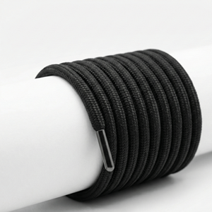 High Quality Eco-Friendly Flat <b>Braided</b> Coated Cotton Drawstring Custom Logo Silicone Dipped Metal Aglet Modern Metallic Cord - Product Image 1