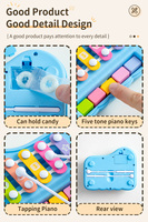 Two-in-one Educational Drums Percussion Toy Musical Instrument Set for Infants Children 8-Piece Plastic Cartoon Design 5 Scales