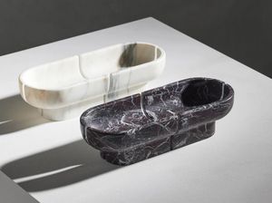 Plateau de service divisé en résine blanc et noir Plateau décoratif élégant pour la cuisine, le bureau et l'affichage à la maison - Product Image 3