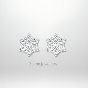 ต่างหูสตั๊ดเพชร14K สีทอง7เม็ด VVS Def เครื่องประดับเพชรที่ปลูกในห้องทดลองจริงได้รับการรับรอง iggia เครื่องประดับขายส่งกำหนดเอง - Product Image 3