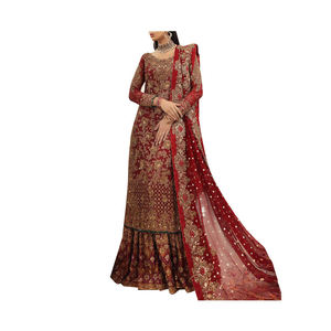 Déguisements pour femmes de qualité supérieure vêtements de soirée costumes pakistanais brodés sur mesure de la soie Golden Gotti travail en gros - Product Image 5