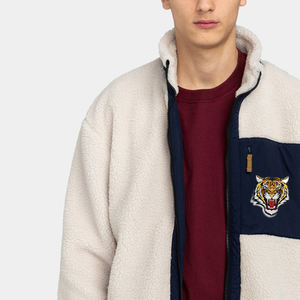 New Luxury Fashionable Premium Quality <b>Sherpa</b> Bomber <b>Jacket</b> for <b>Men</b> Wholesale Customizable Canvas Stand Collar High Street Style - Product Image 6