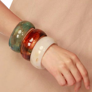 OTHER Jewelry Resin Acrylic <b>Bracelet</b> <b>Bangle</b> Exaggerated Dazzling Multicolor Wide Irregular Square Acrylic <b>Bracelets</b> - Product Image 1