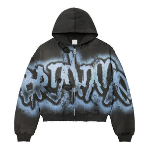 Diseño personalizado y ropa con logotipo Ropa Sun Faded Rhinestone Boxy Hoodie Distressed Precio bajo Vintage Boxy Sudadera con capucha bordada - Product Image 2