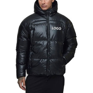 Veste matelassée en toile pour homme en coton pour l'hiver avec col montant et fermeture éclair avec logo sur le devant pour une utilisation en extérieur - Product Image 1