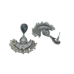 new arrival latest fashion Trending handmade <b>silver</b> look alike brass hoop <b>stud</b> <b>silver</b> matte earing for girls and women - Product Image 4