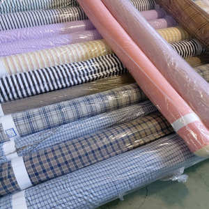 Korea 100 Cotton Stock Lot Shirts <b>Fabrics</b> Solid Plain Dyeing Printed Check Design Best Quality Low MOQ Wholesale Price - Product Image 6