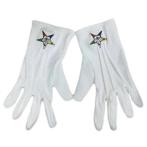 Gants à main maçonniques en coton brodé avec logo personnalisé unisexe extensible symbole de l'étoile de l'Est doux et respirant pour les services de l'église - Product Image 1