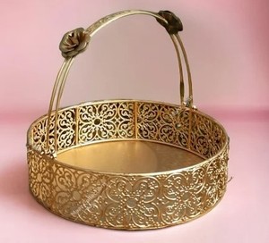 Cesta de flores en forma de oro romántico, centro de mesa de boda con mango de hierro, decoración del hogar, arreglo de mesa de boda elegante - Product Image 4