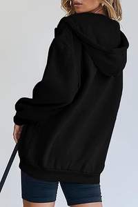 Sweat à capuche zippé en polaire pour femme, style urbain décontracté, 100 % coton, écologique, personnalisable OEM - Product Image 3