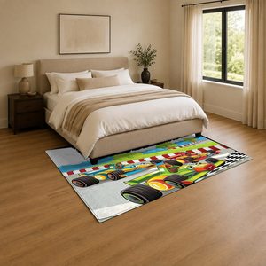 Tapis de salon en chenille antidérapant, beige et marron, style vintage, patchwork, imprimé numériquement, lavable en machine, vente en gros, modèle LXDP-0752 - Product Image 3