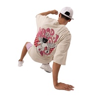 Vente en gros T-shirt imprimé bouffant pour hommes surdimensionné personnalisé 100% coton avec col rond et épaule tombante Service OEM
