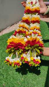 Vente en gros guirlande de fleurs indiennes du sud en tissu pour décoration de cadeaux de mariage indiens artificiels cordes pour décoration indienne - Product Image 6