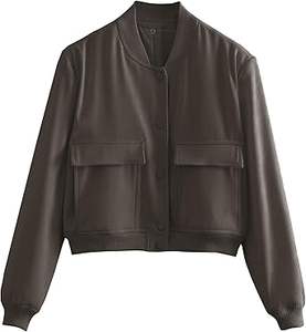 Cazadora bomber con botones recortada para mujer con posición frontal del logotipo - Product Image 4