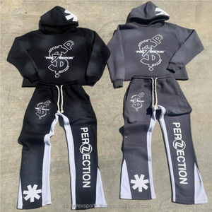 ชุด2ชิ้นเสื้อฮู้ดกางเกงผ้าคอตตอนสำหรับฤดูหนาวใส่ได้ทั้งชายและหญิงชุด3D ฟูโลโก้ตามสั่ง - Product Image 3