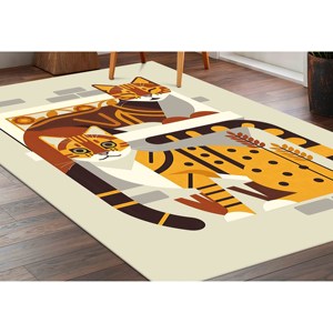 Tapis Abstrait Deux Chats : Tapis d'appoint Bohème, Tapis Imprimé, Tapis Doux à Poils Longs - Product Image 5