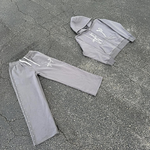 Impression DTG LOGO personnalisée et survêtements de rue délavés à l'acide/au soleil Pierres précieuses éponge française Poids lourd 100% coton - Product Image 4