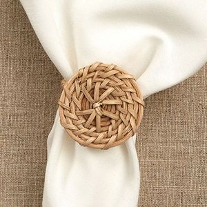 Made of Rattan <b>Round</b> Shape <b>Table</b> Accessories Napkin Rings Home and Kitchen Ware Tissue Holding Rings Affordable Price - Product Image 2