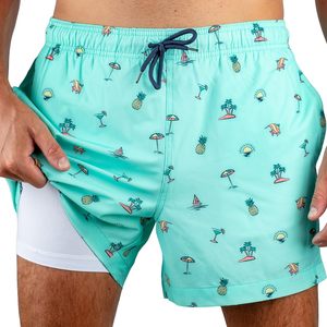 Short de bain pour homme léger, respirant, antibactérien, imperméable, protection UV, séchage rapide, taille mi-haute élastique, motif floral tissé - Product Image 5