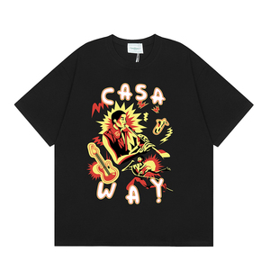 Thời trang nam giản dị cho Casablanca T-Shirt phong cách mới nóng bán cổ tròn thư in cá nhân dệt kim quá khổ phù hợp - Product Image 3