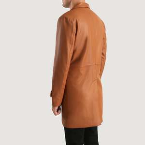 Abrigo de Cuero Marrón Infinity, Elegante Abrigo con Capucha, Decoración Estampada, Relleno de Lana Cálida, Informal, Formal, Tejido de Punto Suave y Delgado - Product Image 6