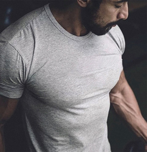 Camiseta personalizable para entrenamiento de gimnasia para hombre, 240g, material transpirable de secado rápido con logotipo fuerte, patrón sólido, servicio OEM - Product Image 6