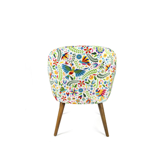 Poltrona di Design Italiano in Poliestere, Compensato e Velluto Multicolore con Motivi Floreali Naturali e Tropicali Messicani di Excelsa - Product Image 3