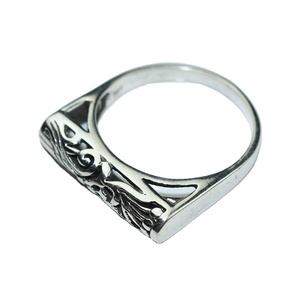 Bagues en argent massif 925 noir uni de forme exceptionnelle, bijoux en argent Sterling - Product Image 1
